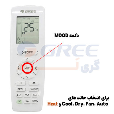 دکمه MOOD کولر گازی گری