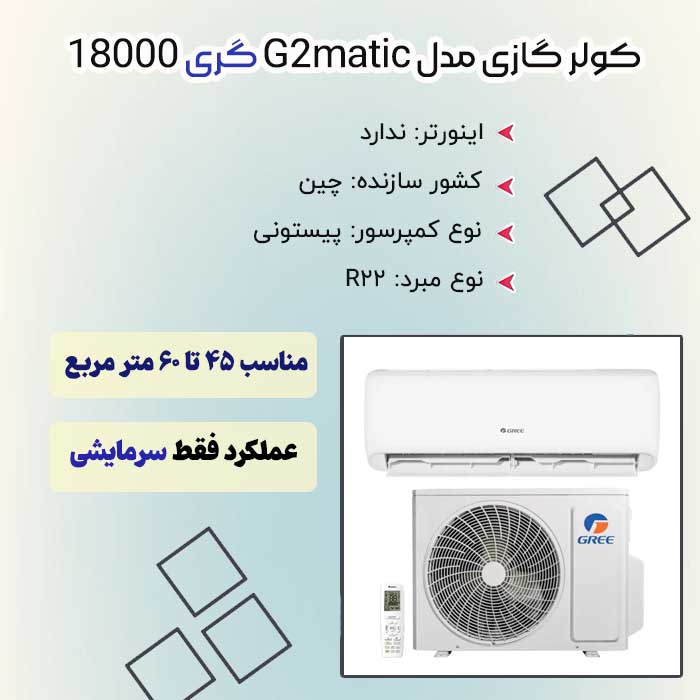 کولر گازی مدل G2matic گری 18000