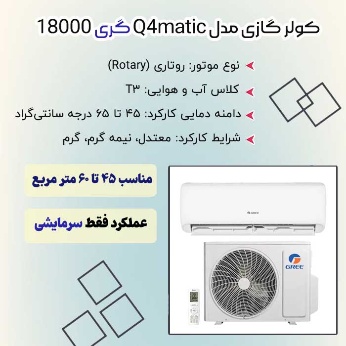 کولر گازی مدل Q4matic گری 18000