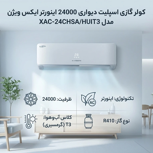 کولر گازی دیواری 24000 اینورتر ایکس ویژن مدل XAC-24CHSA/HUIT3